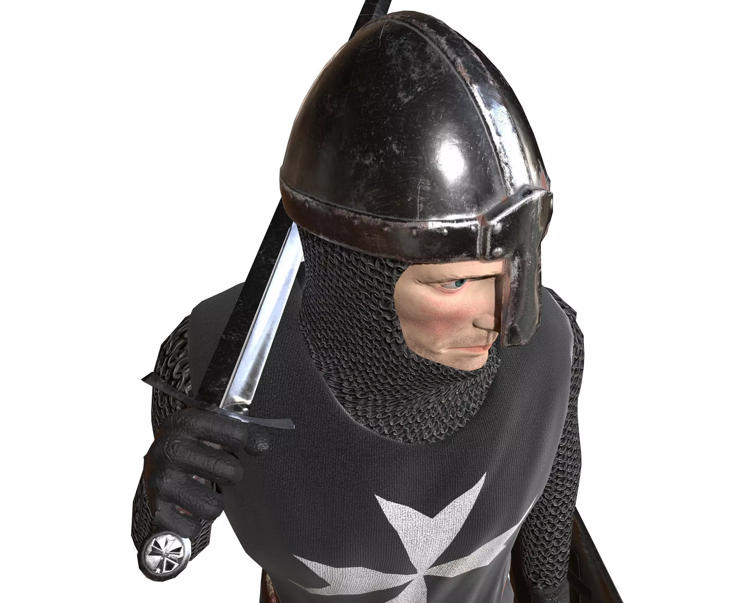 Knight Hospitaller rigged animated game ready PBR  Low-poly 3D model_0
