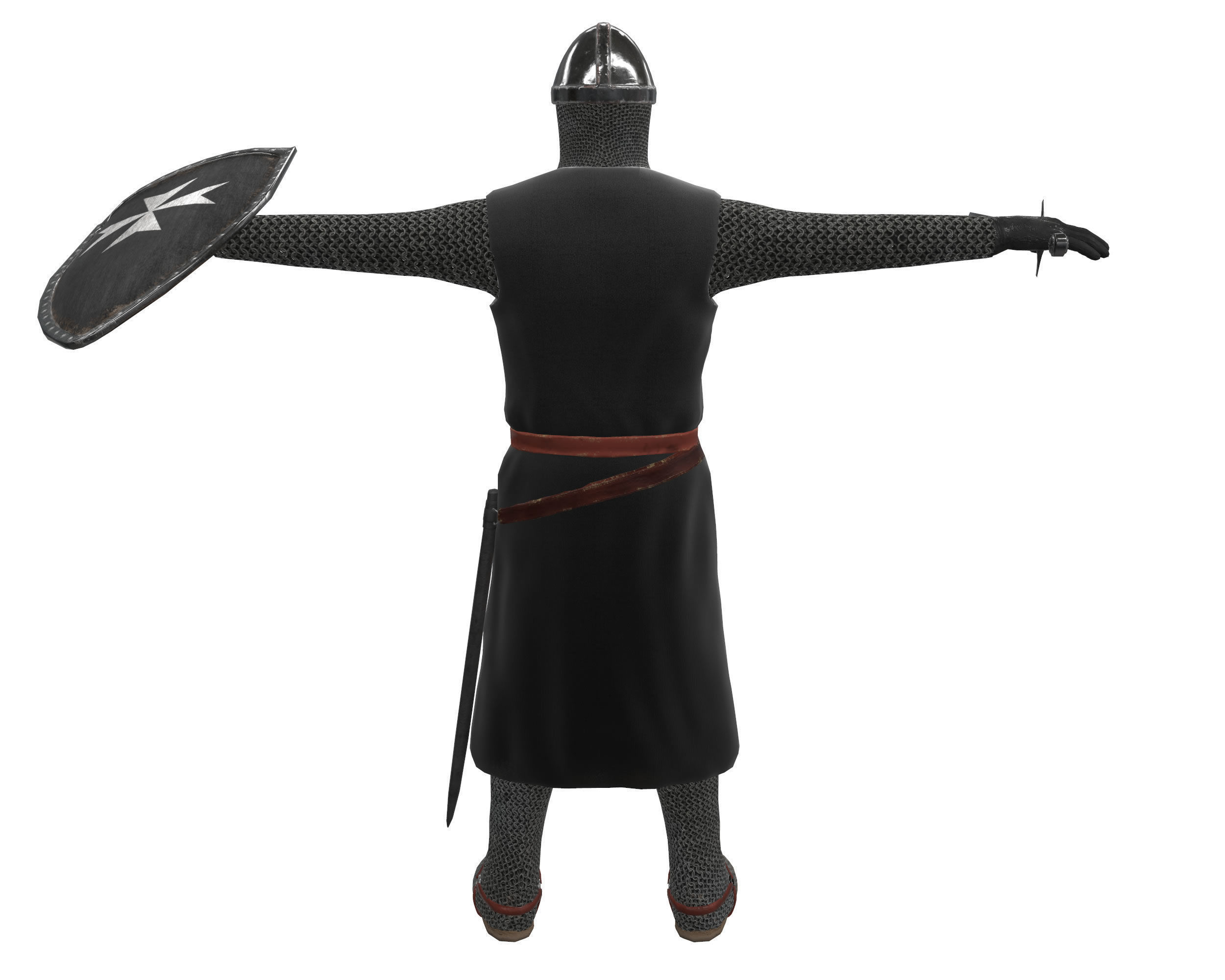 Knight Hospitaller rigged animated game ready PBR  Low-poly 3D model_22
