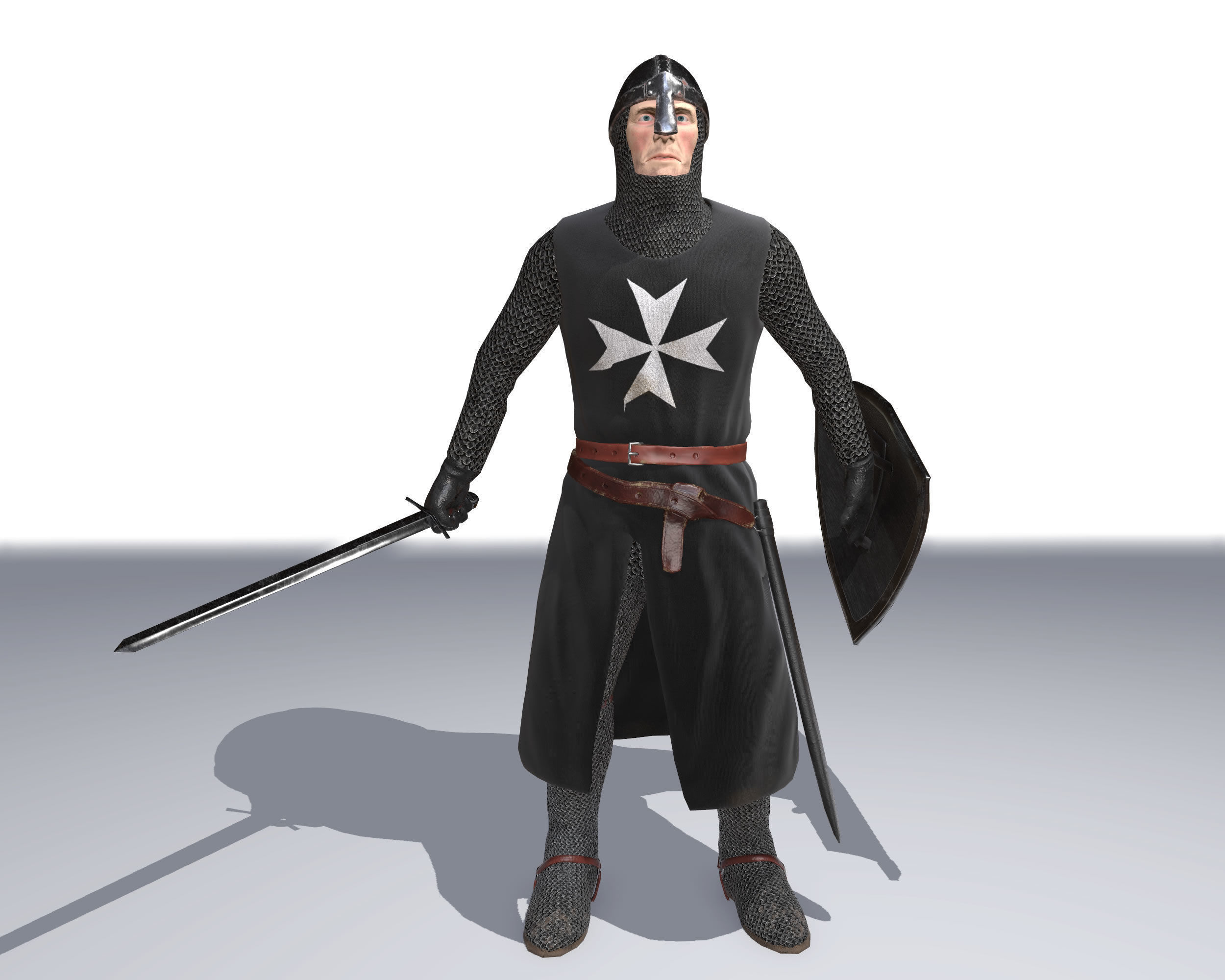 Knight Hospitaller rigged animated game ready PBR  Low-poly 3D model_10