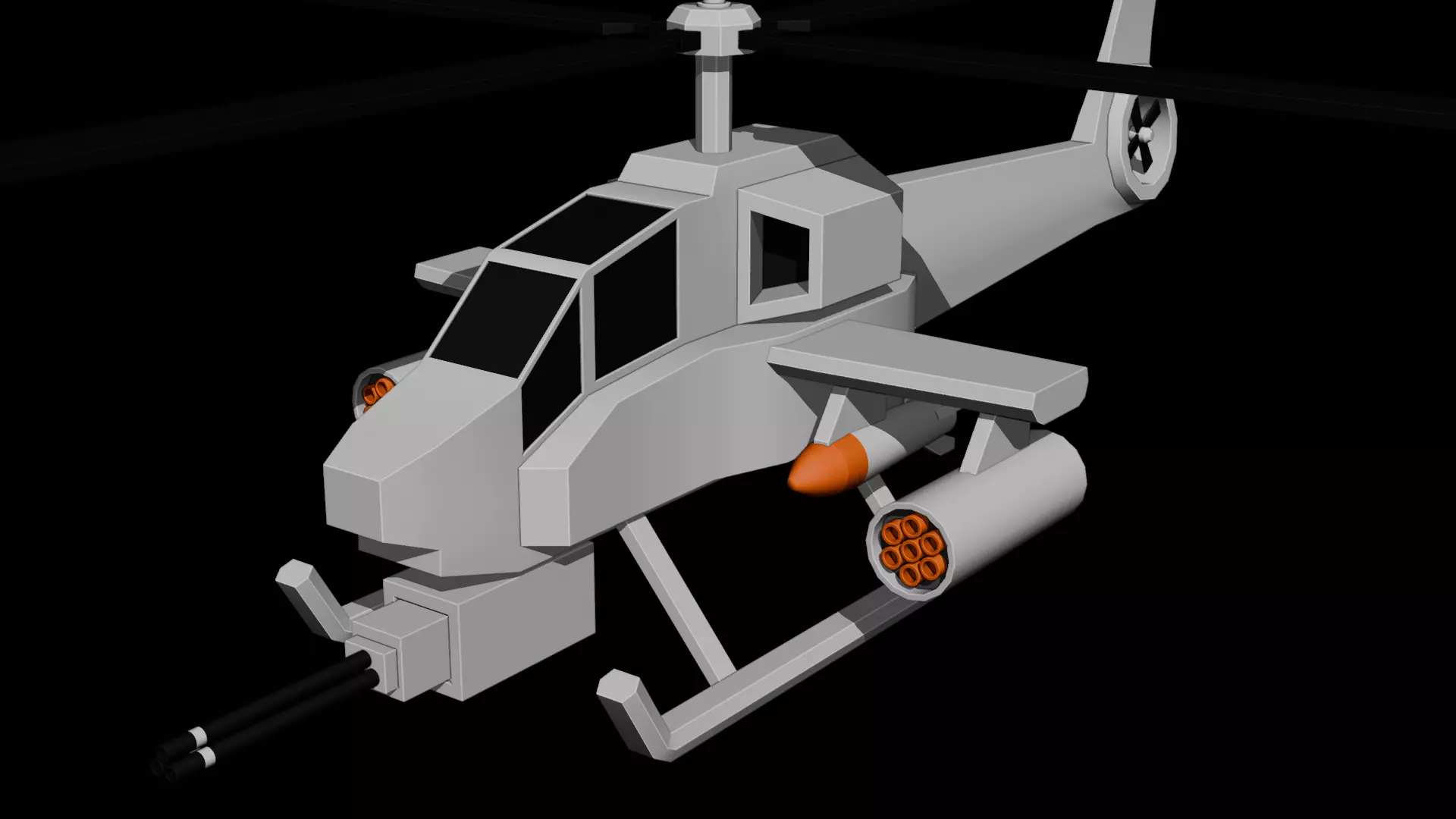 Stylized Low Poly Helicopter Attack Game Ready Low-poly 3D model