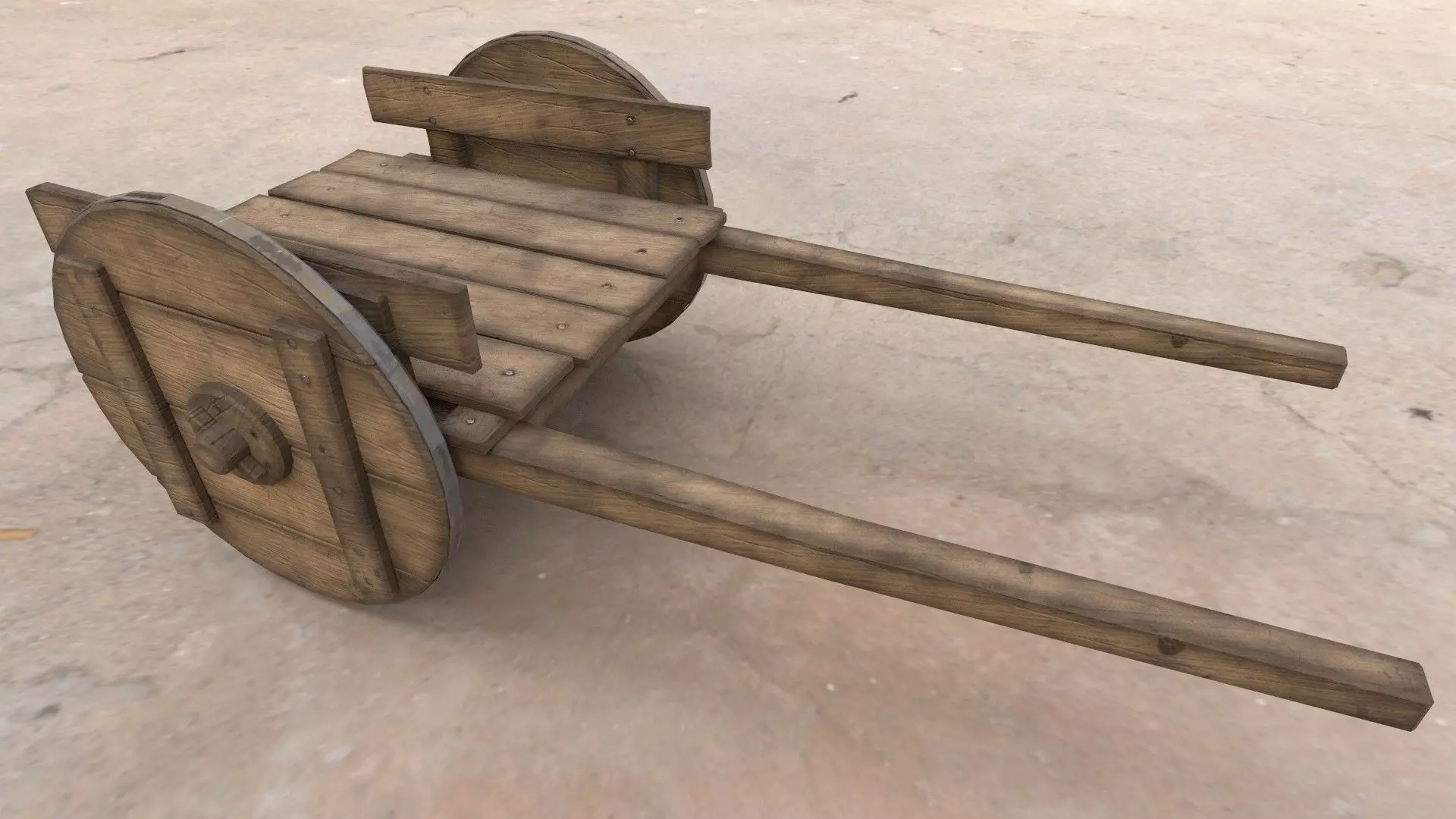 Medieval Wooden Cart 3D model_0