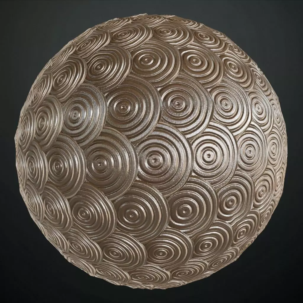 Golden Oval Link Metal Pattern PBR Seamless Texture
