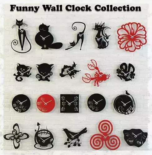 Funny wall clock collection Free 3D model