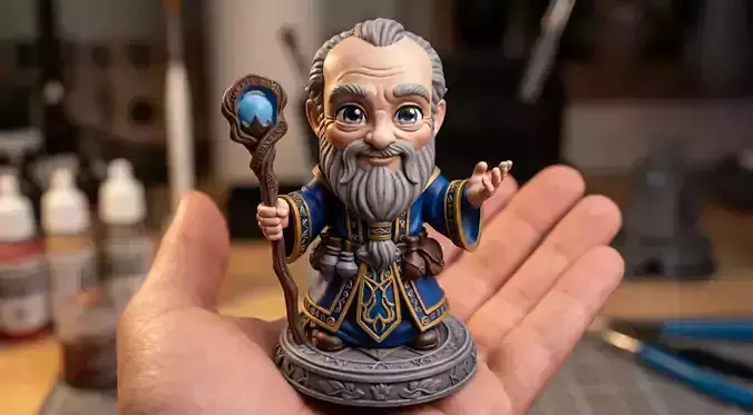 Chibi Fantasy Healer Wizard Miniature