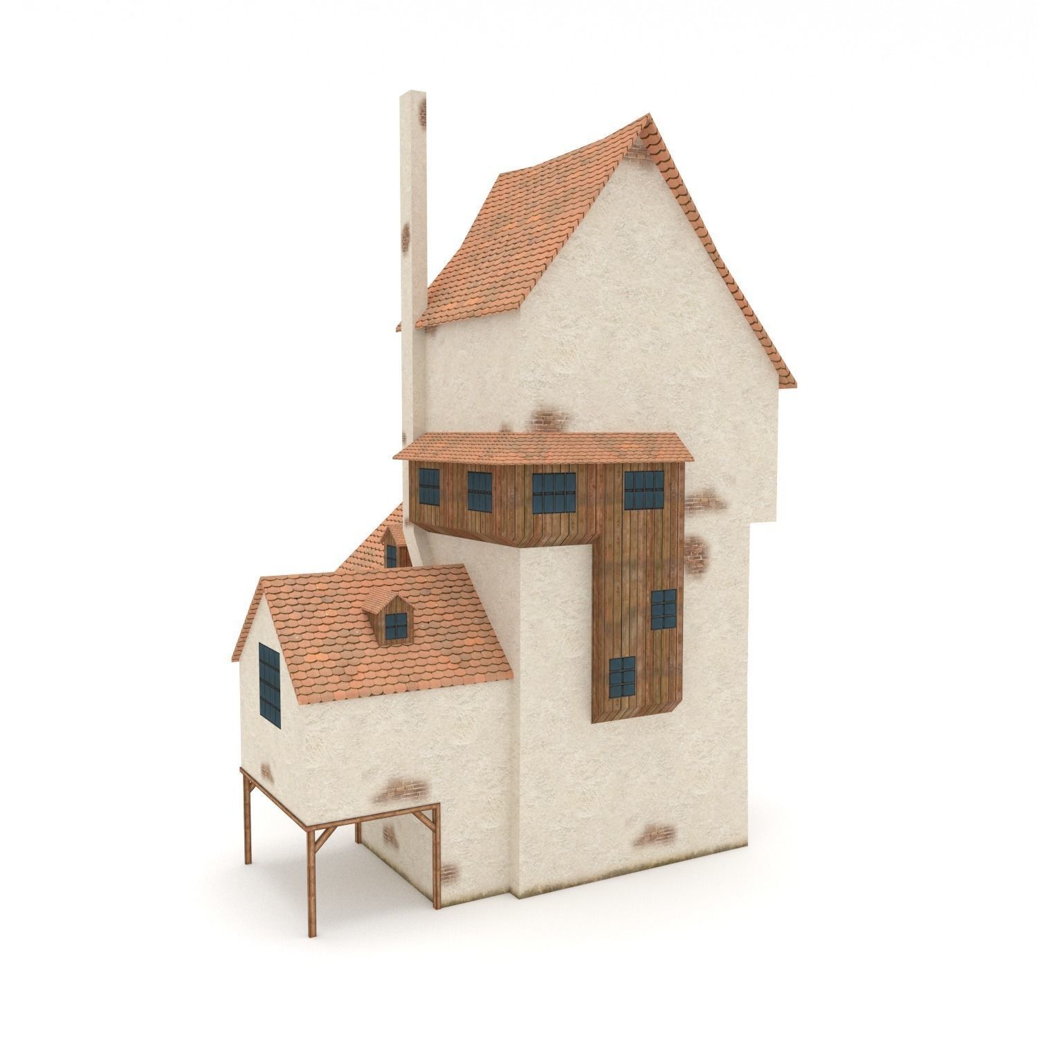 Medieval Building Blacksmiths House Low-poly 3D model_4