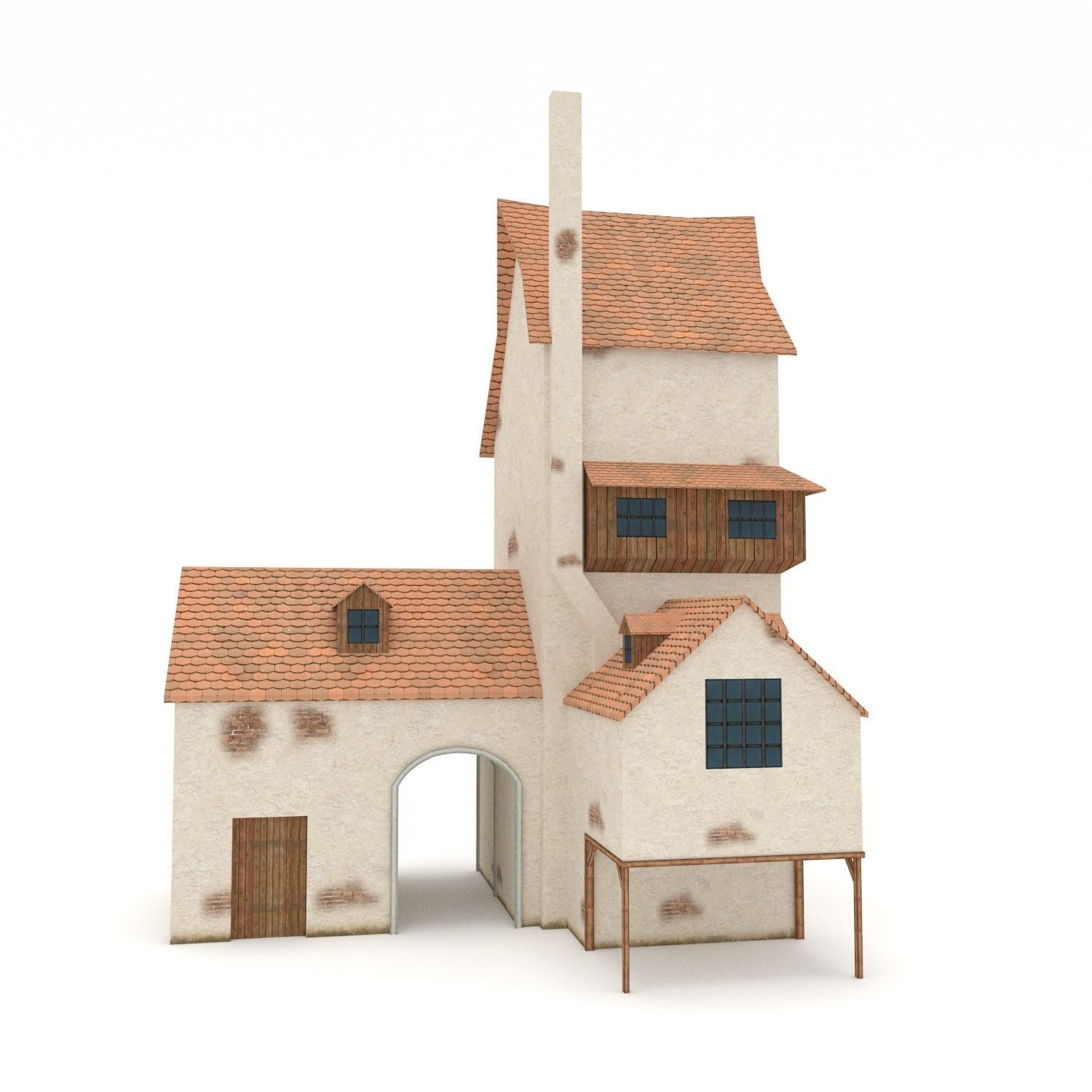 Medieval Building Blacksmiths House Low-poly 3D model_3