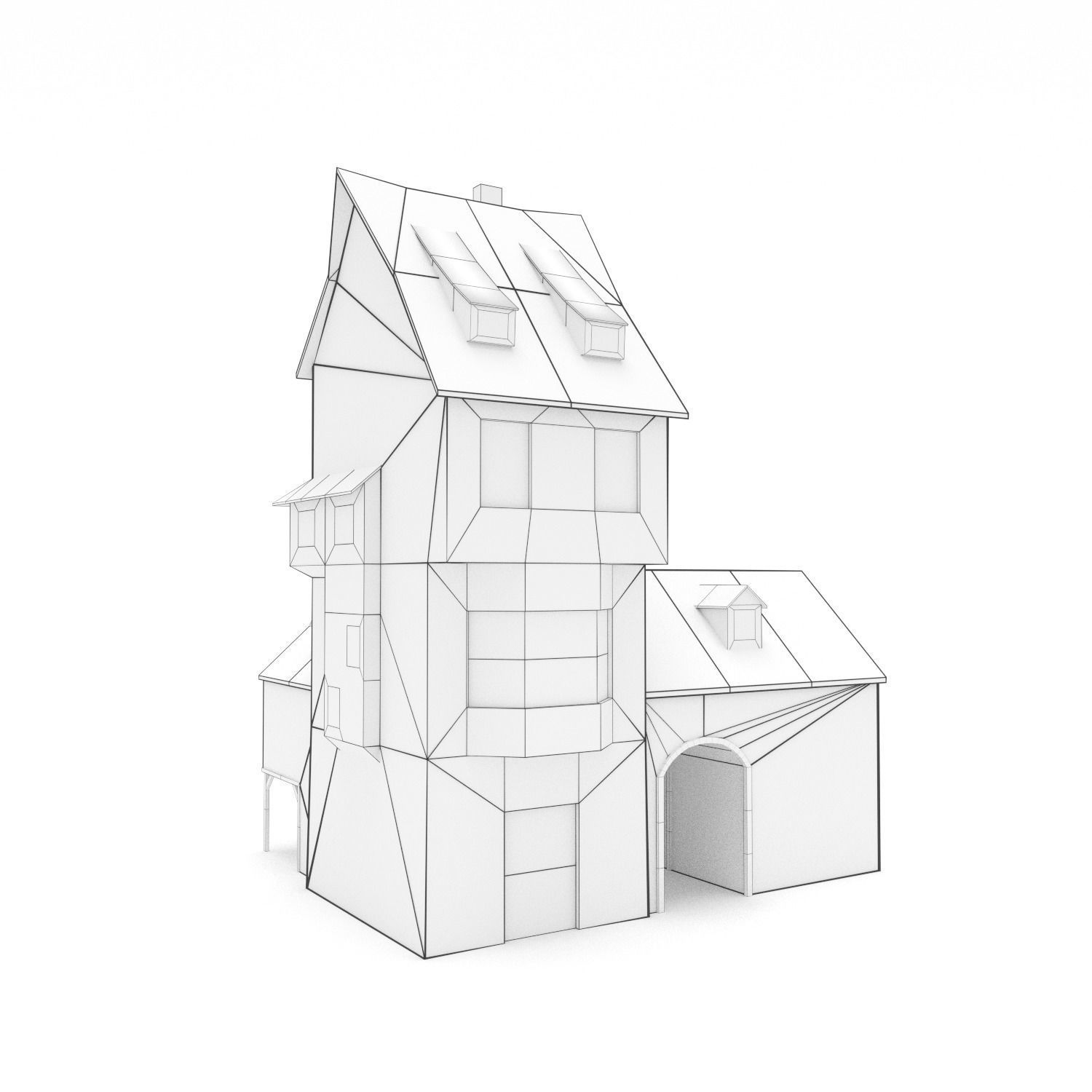 Medieval Building Blacksmiths House Low-poly 3D model_5