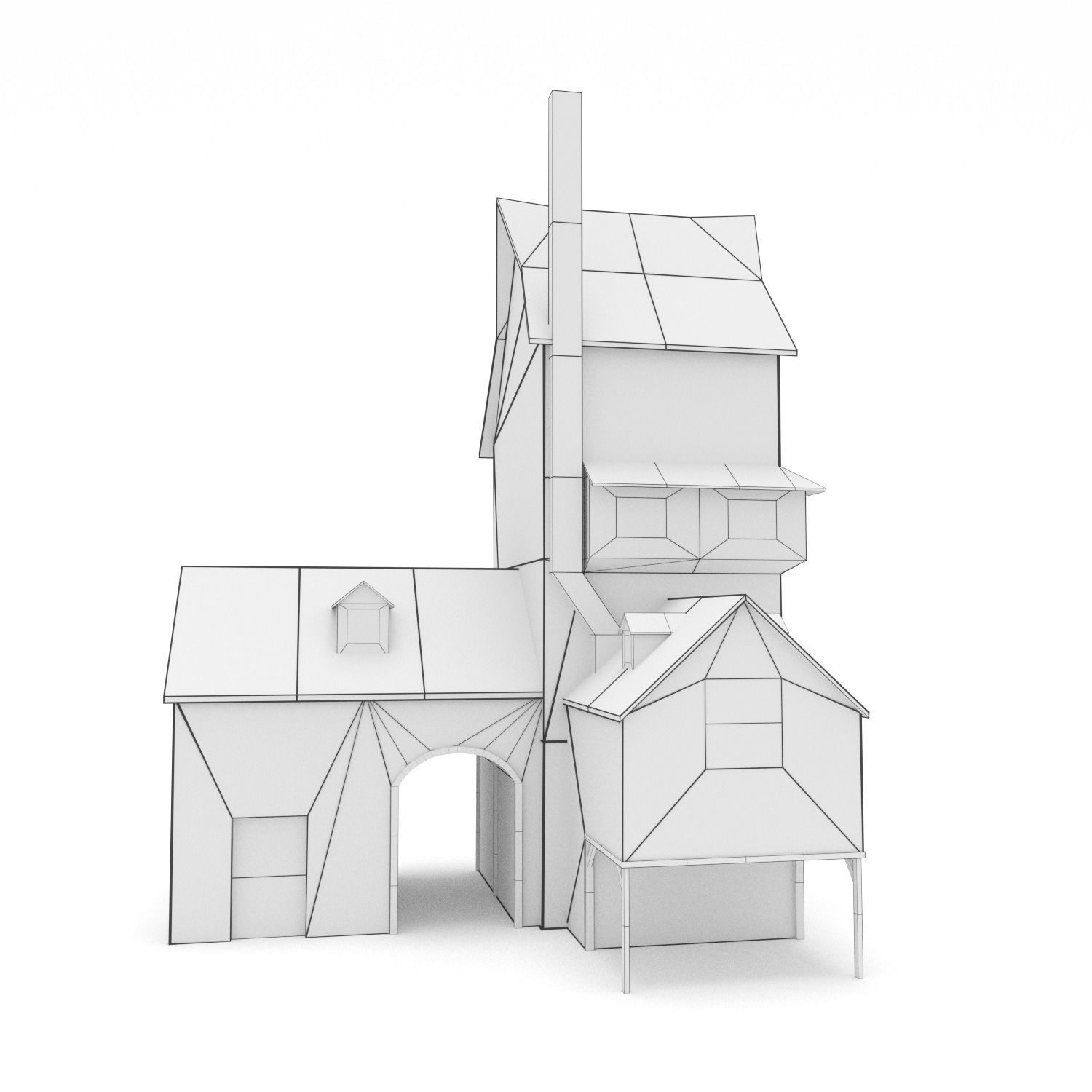 Medieval Building Blacksmiths House Low-poly 3D model_6
