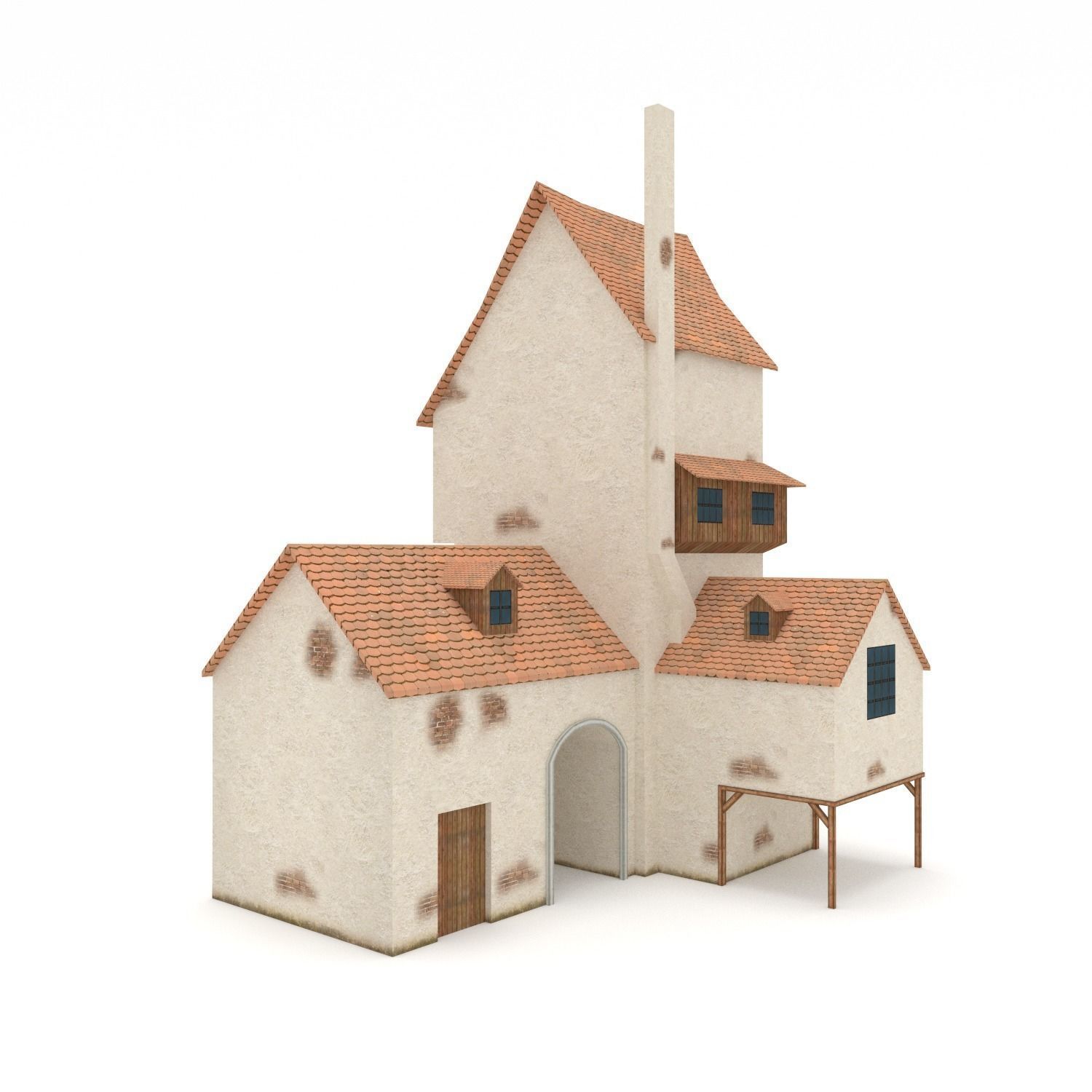 Medieval Building Blacksmiths House Low-poly 3D model_2