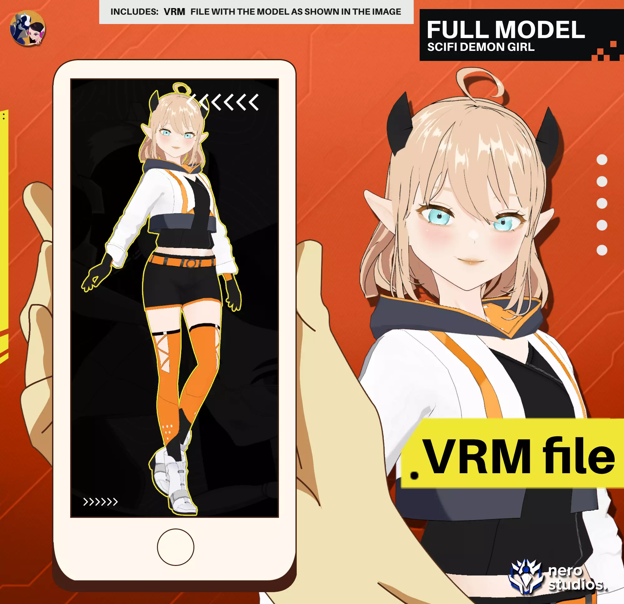 VRM SCIFI DEMON GIRL CYBERPUNK ANIME SUCCUBUS ELF VTUBER 3D model
