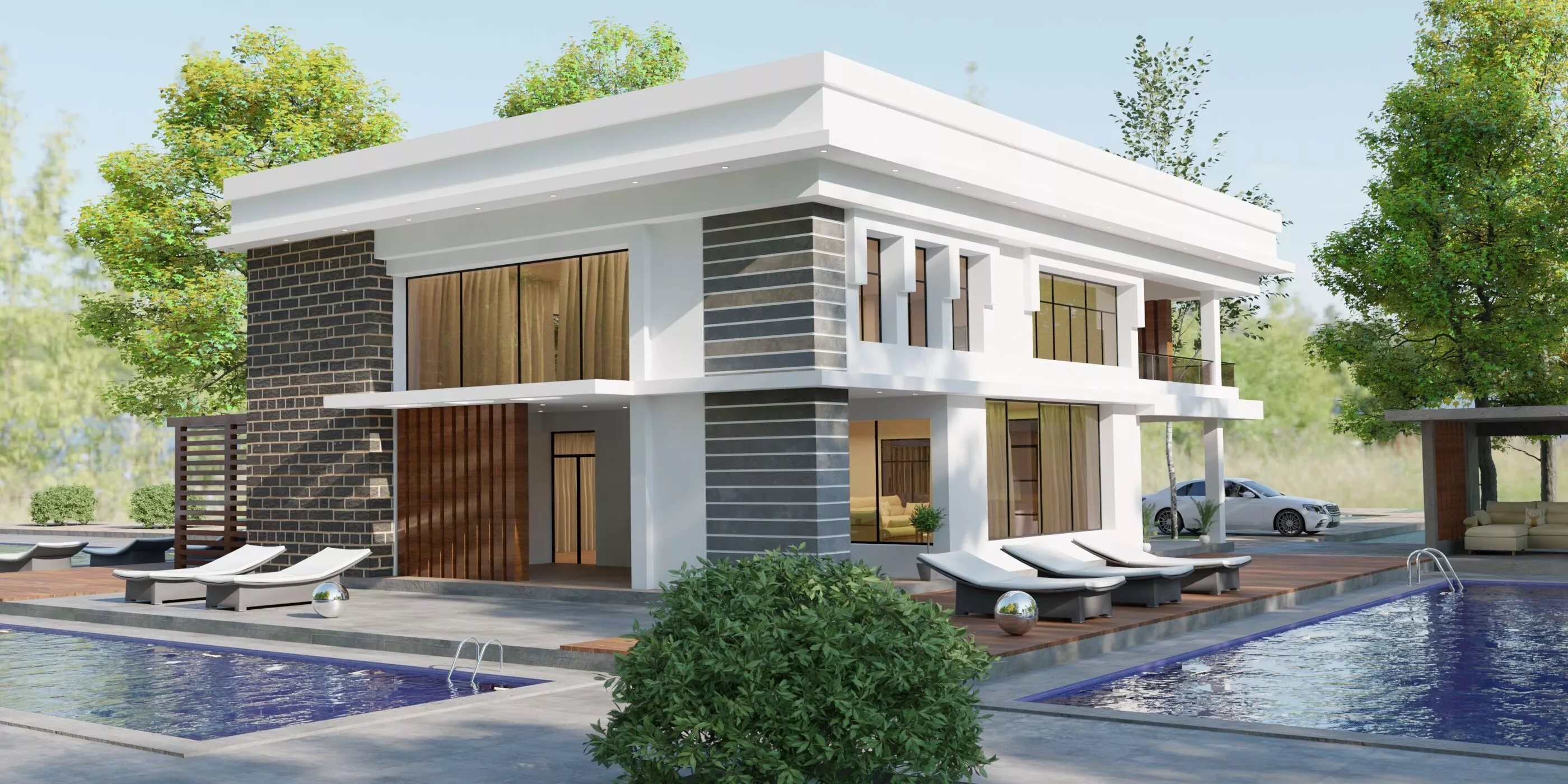 Modern Luxury Villa with swimming Pool Exterior Luxury House 3D model