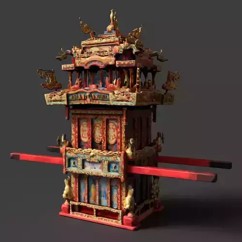 Chinese Wedding Sedan Chair  Low-poly 3D model 7