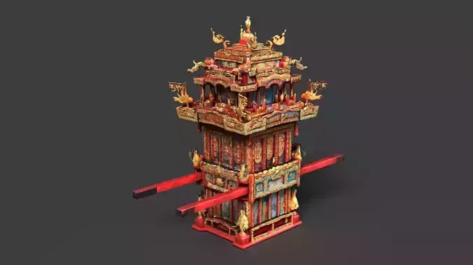 Chinese Wedding Sedan Chair Low-poly 3D model
