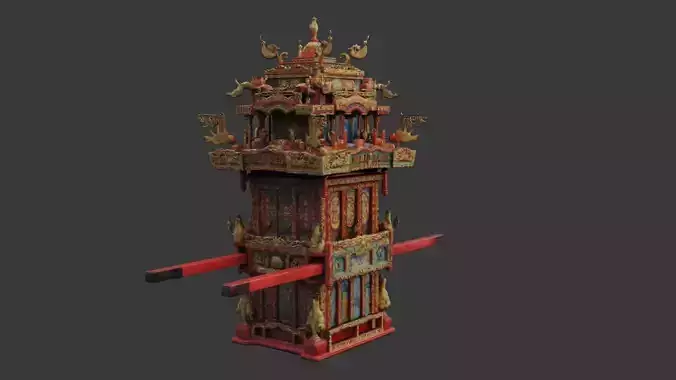 Chinese Wedding Sedan Chair  Low-poly 3D model 3