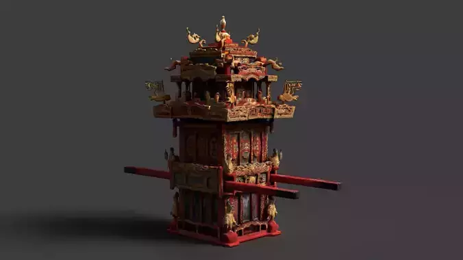 Chinese Wedding Sedan Chair  Low-poly 3D model 4