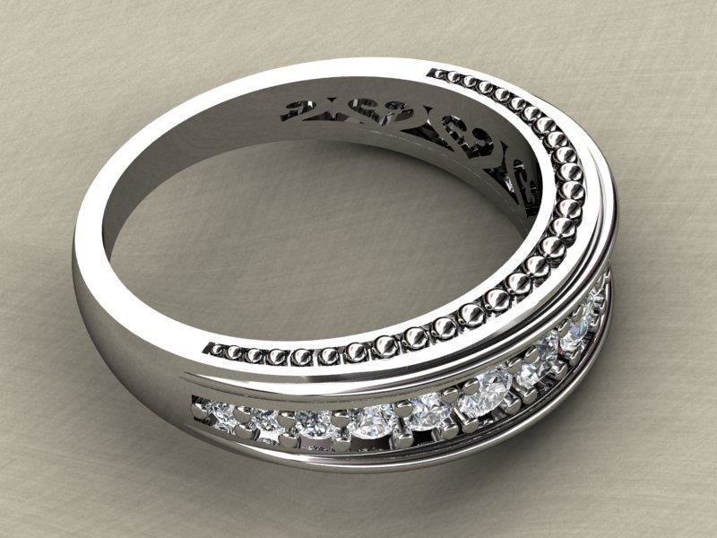Ring wedding with diamonds 3D print model_1