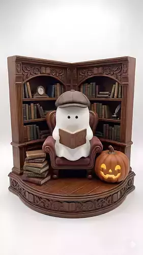 Halloween Ghost Reading Chair Decor STL Miniature