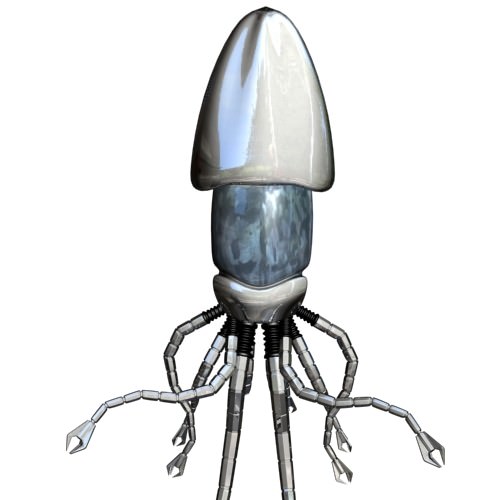 Robot Squid Rigged Low-poly 3D model_3