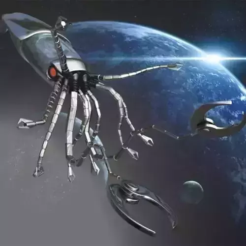 Robot Squid Rigged Low-poly 3D model