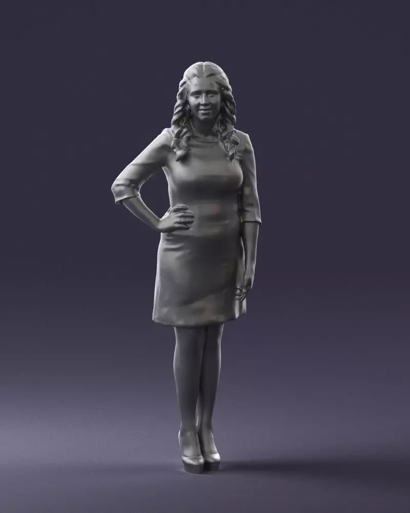 000526 Stylish Woman in Black and White Dress 3d print 3D print model