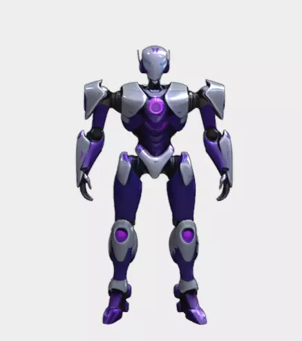 Futuristic Purple Silver Robot Character Low-poly 3D model