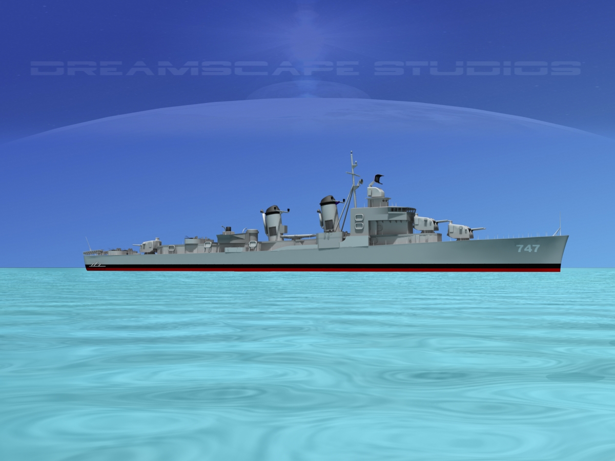 Sumner Class Destroyer  DD747 USS Samuel Moore 3D model_7