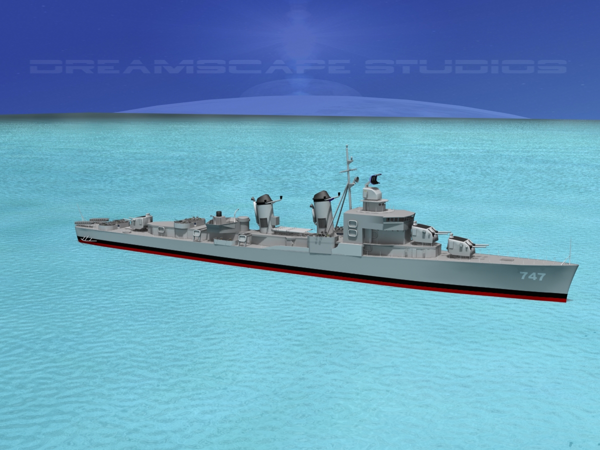 Sumner Class Destroyer  DD747 USS Samuel Moore 3D model_10