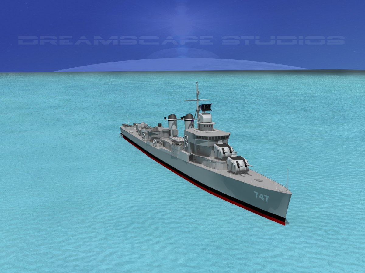 Sumner Class Destroyer  DD747 USS Samuel Moore 3D model_1
