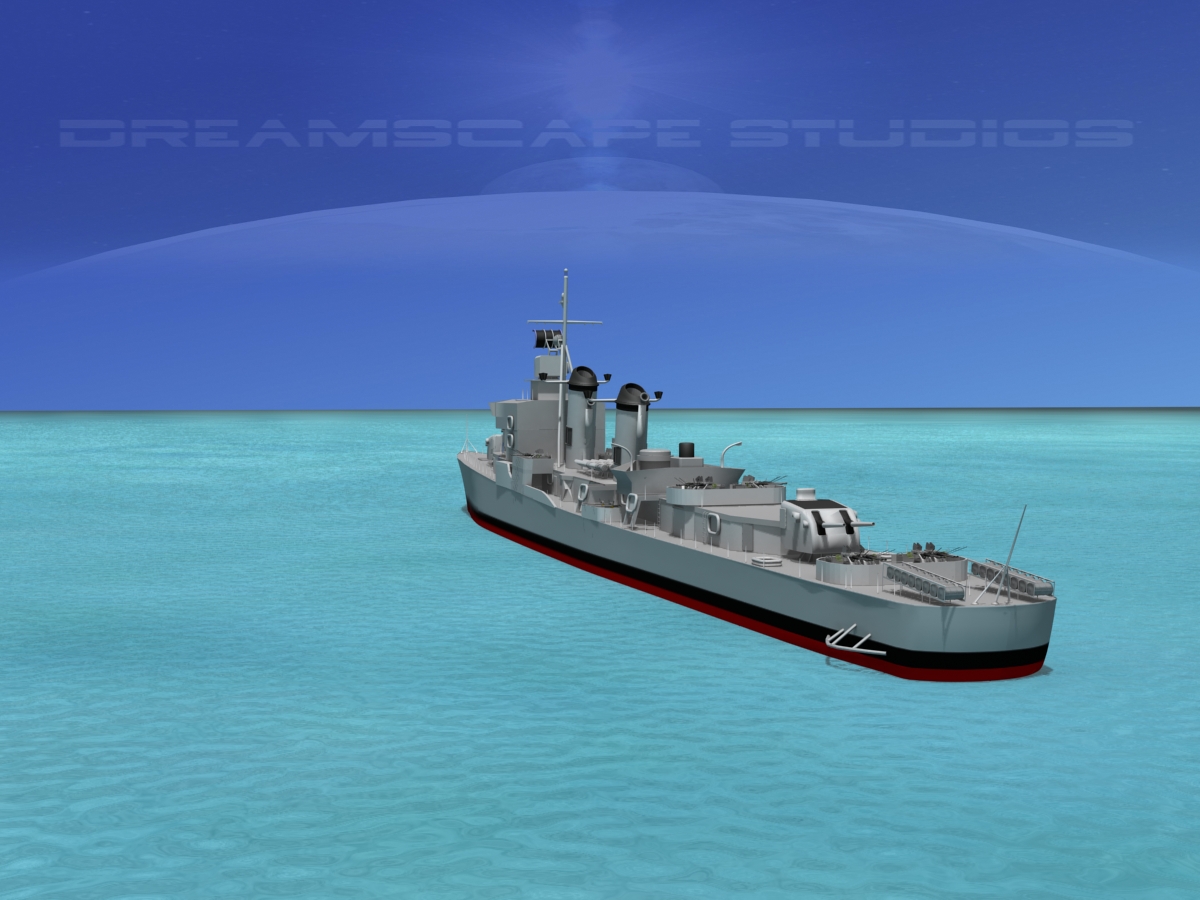 Sumner Class Destroyer  DD747 USS Samuel Moore 3D model_6