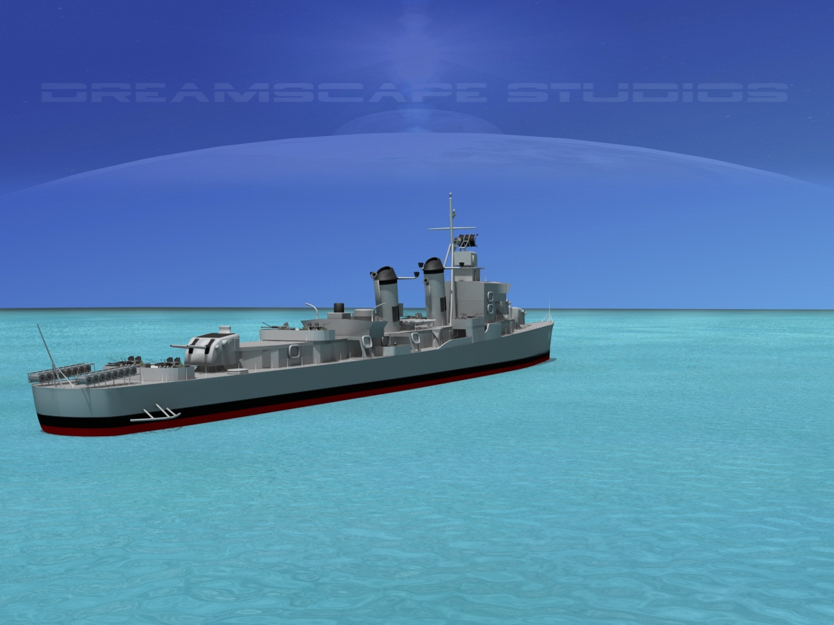 Sumner Class Destroyer  DD747 USS Samuel Moore 3D model_5