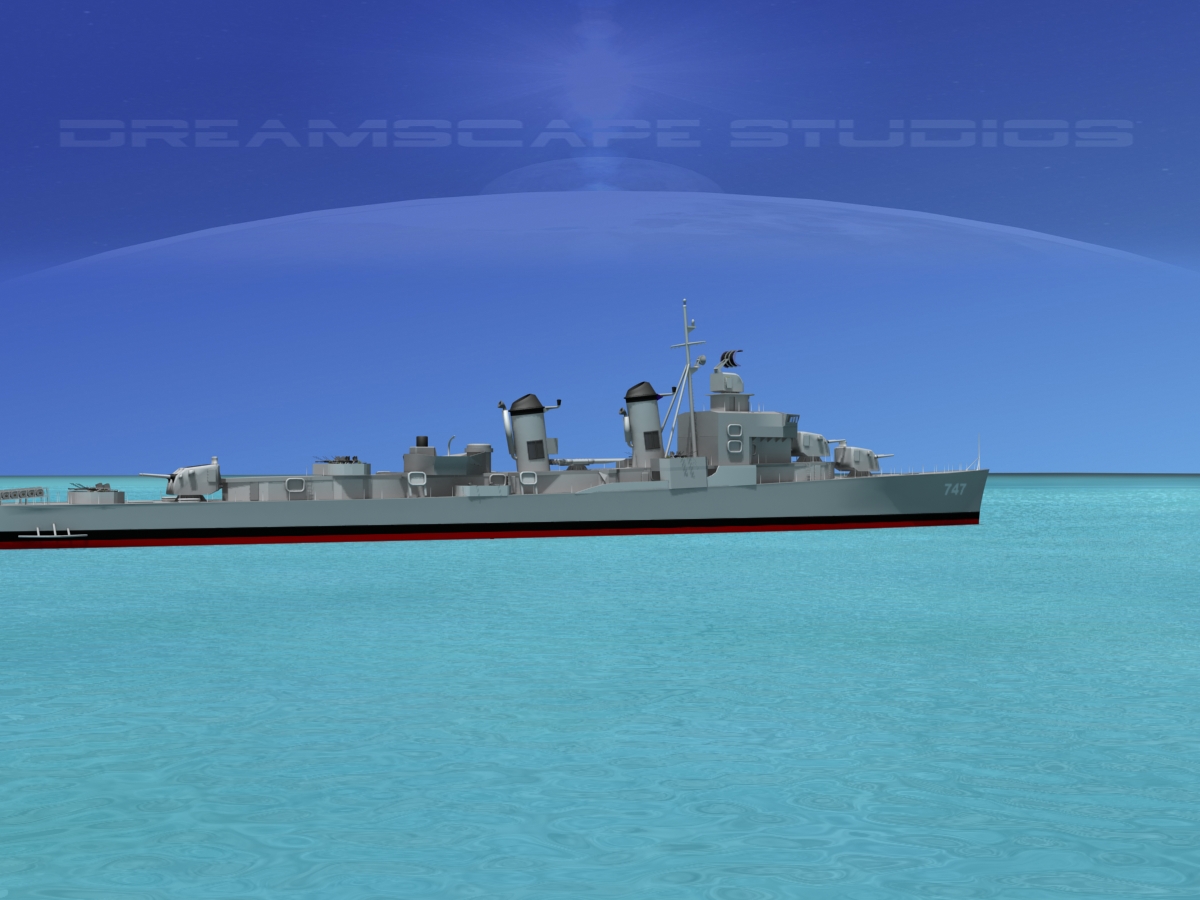 Sumner Class Destroyer  DD747 USS Samuel Moore 3D model_8