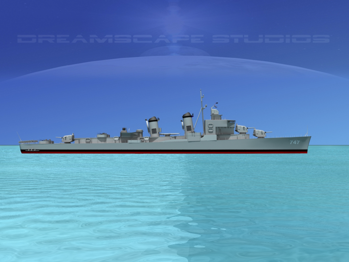 Sumner Class Destroyer  DD747 USS Samuel Moore 3D model_9