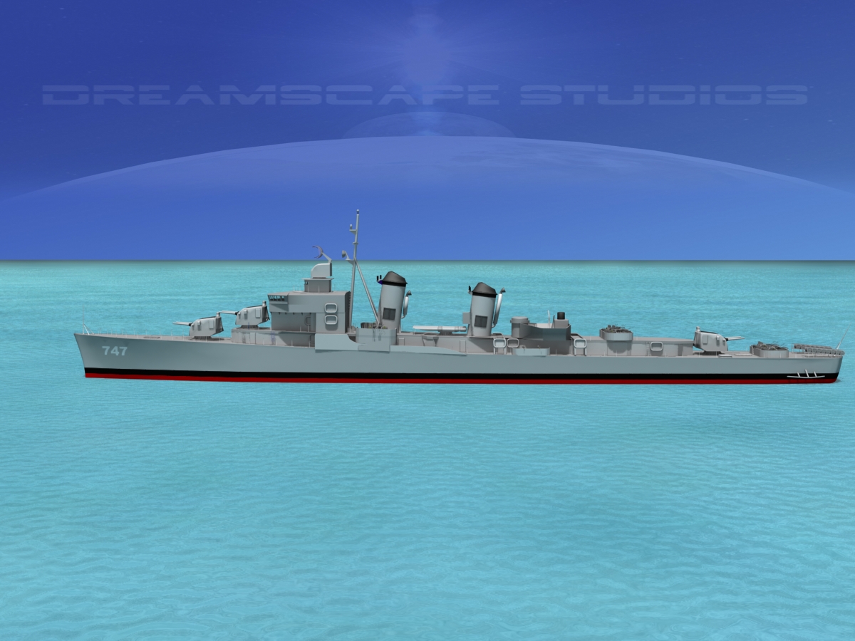 Sumner Class Destroyer  DD747 USS Samuel Moore 3D model_2