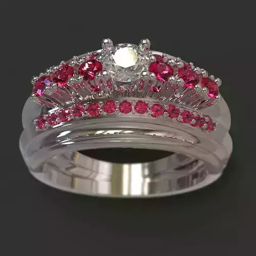 Ring wedding set with sapphires