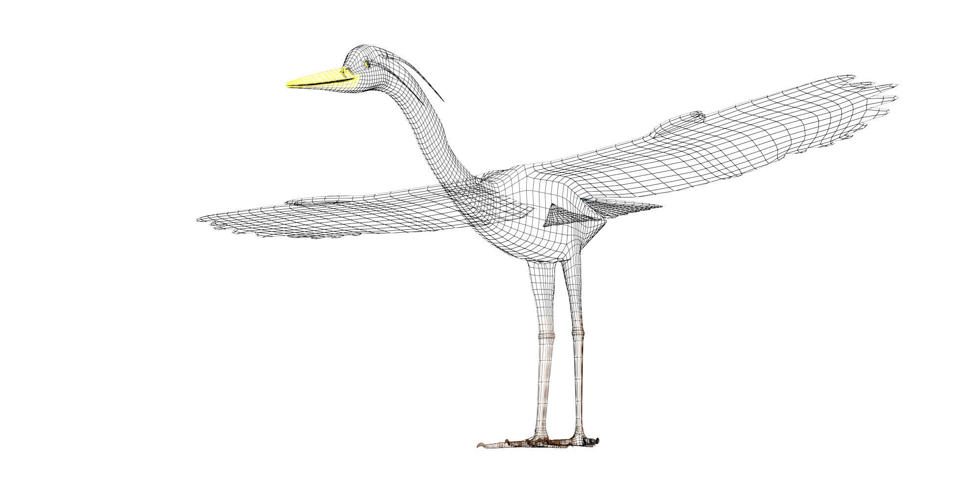 Heron model flying in sky Low-poly 3D model_8
