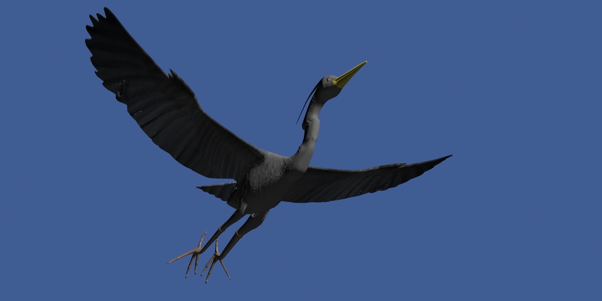 Heron model flying in sky Low-poly 3D model_2