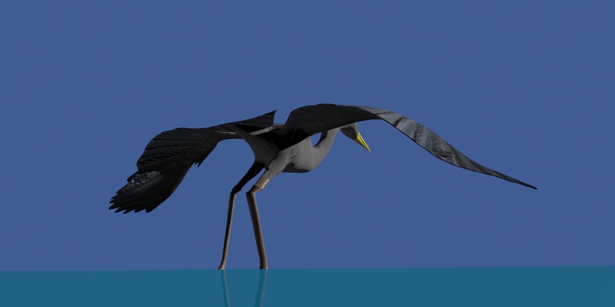Heron model flying in sky Low-poly 3D model_9