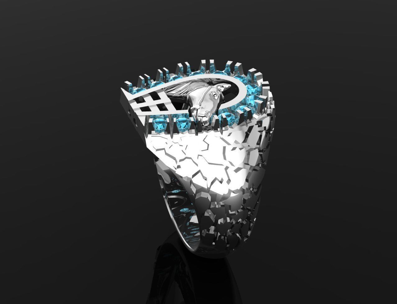 horseshoe ring with horsehead   3D print model_2
