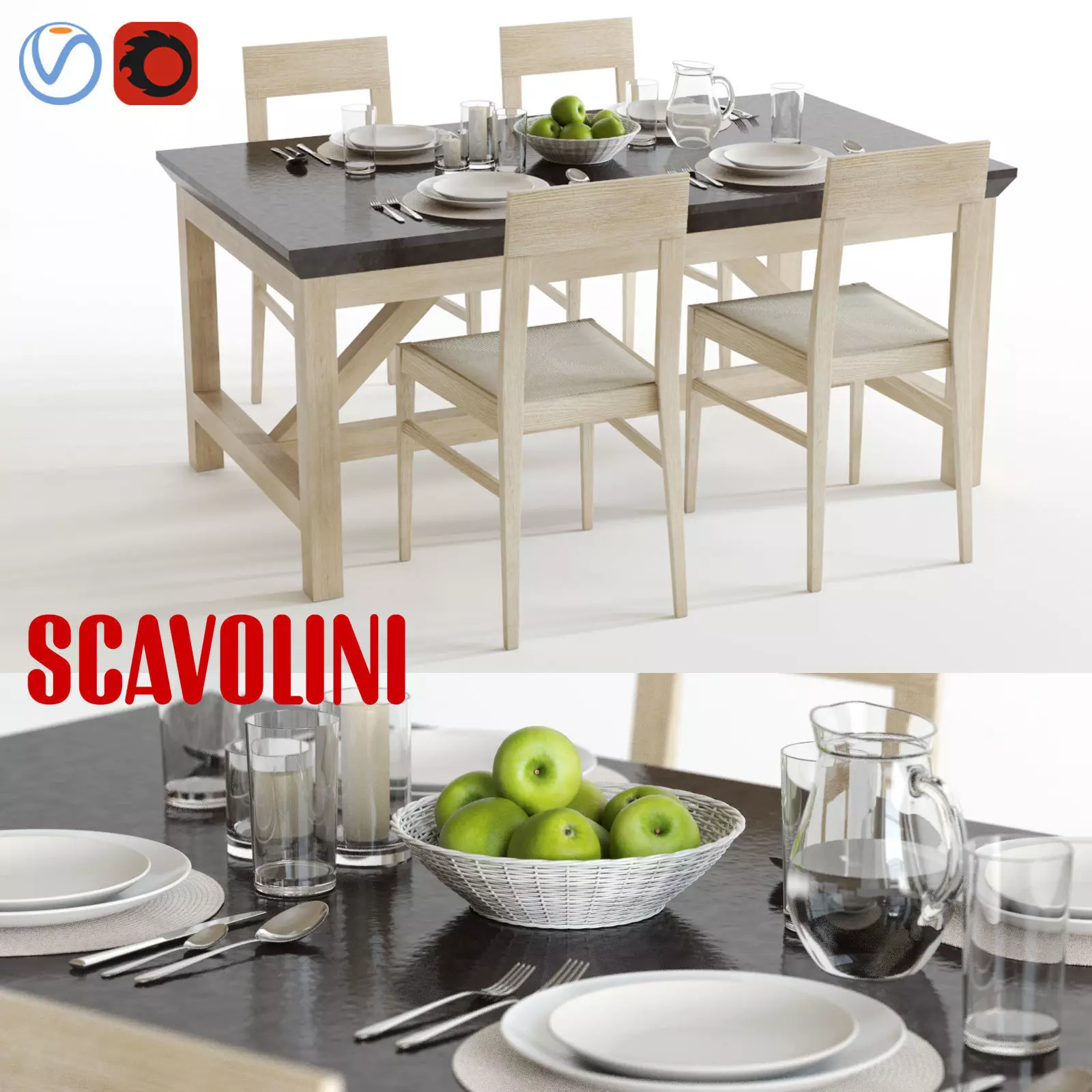 Scavolini Social Floating and Happening Dining Set 3D model_0
