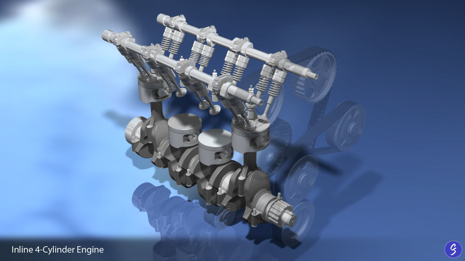 Engine Inline Four-Cylinder 3D model_3