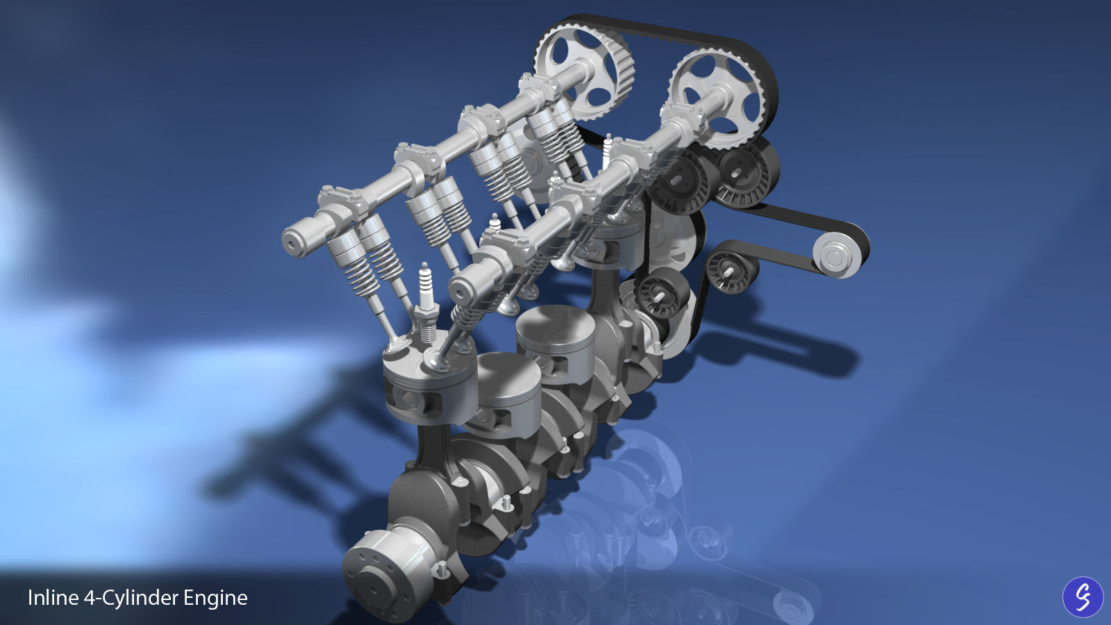Engine Inline Four-Cylinder 3D model_9