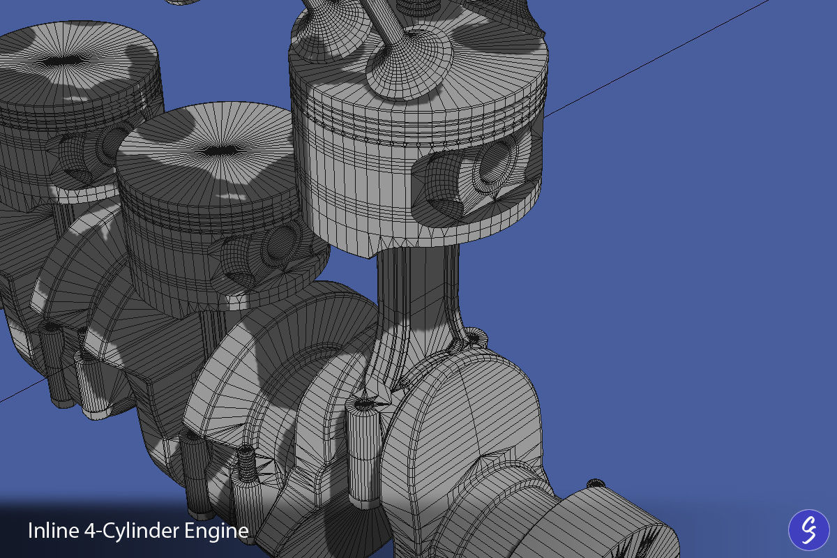 Engine Inline Four-Cylinder 3D model_42