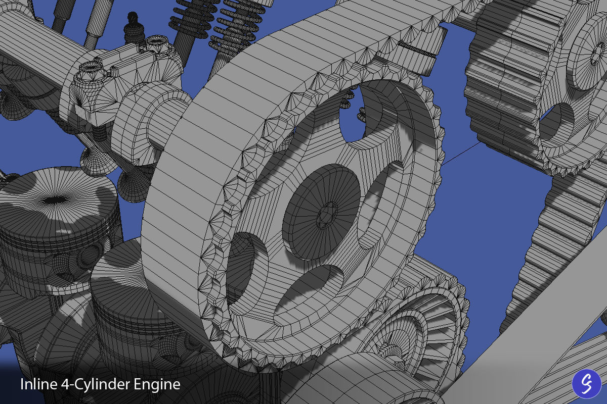 Engine Inline Four-Cylinder 3D model_39