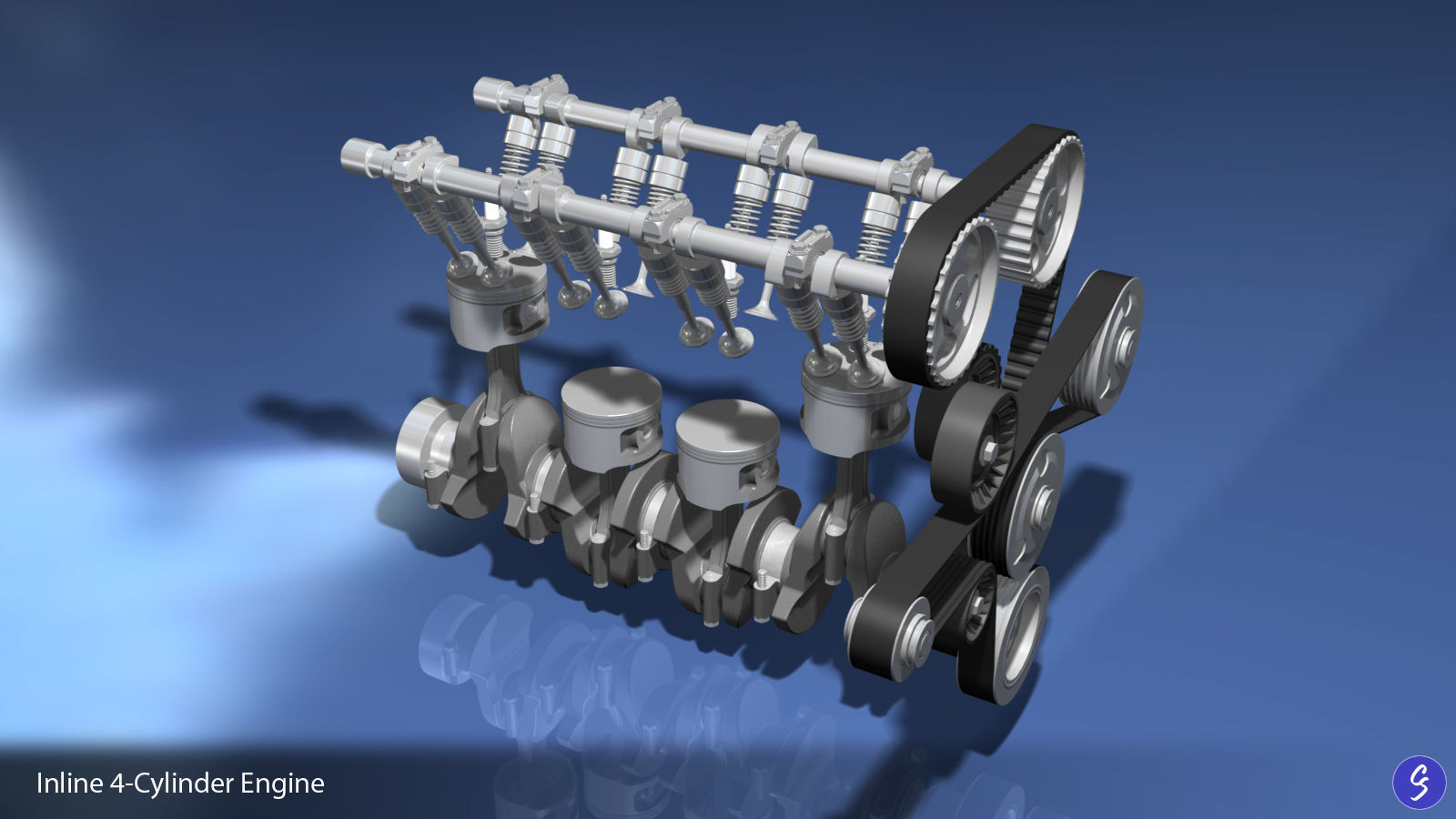 Engine Inline Four-Cylinder 3D model_6