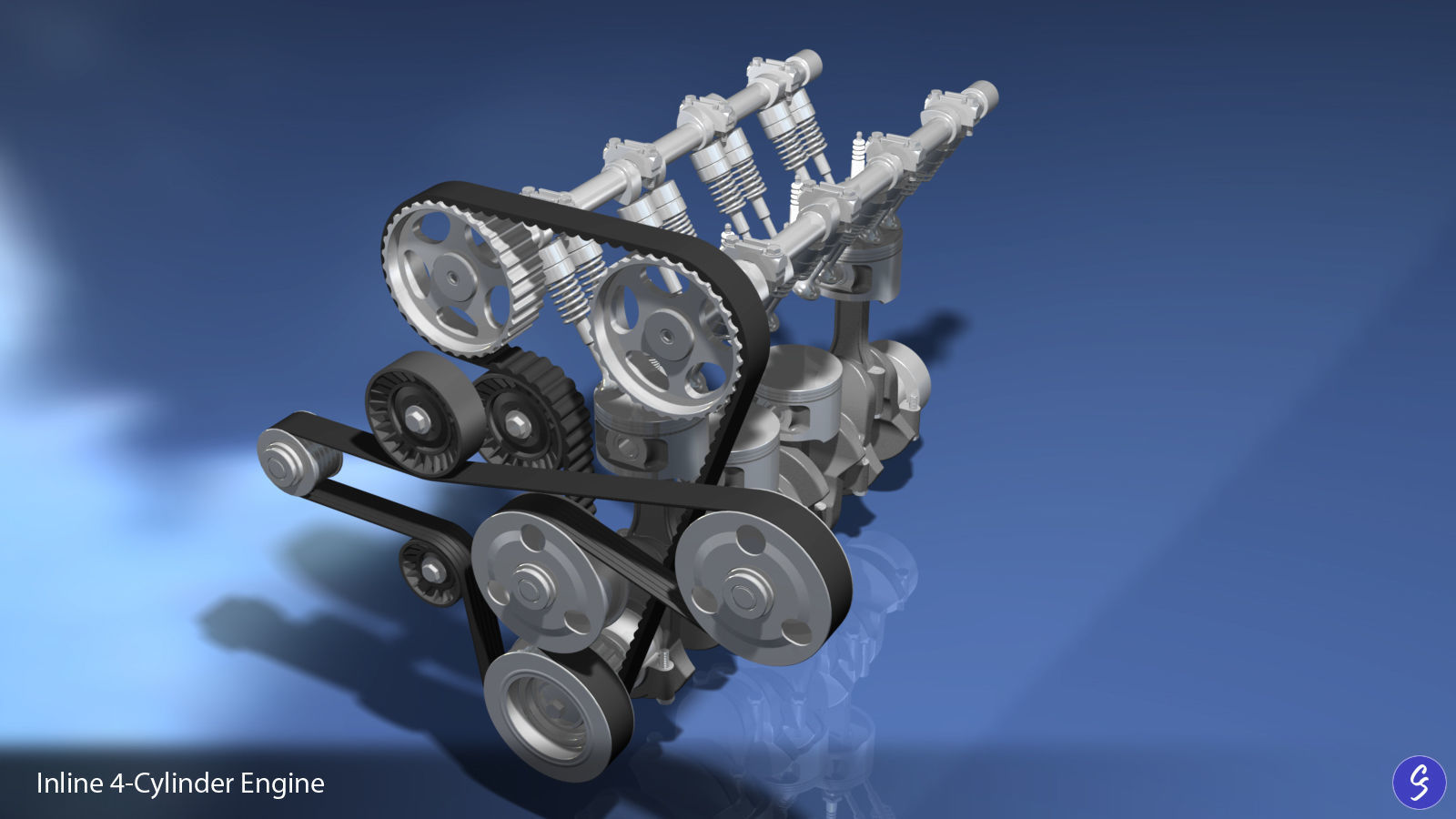 Engine Inline Four-Cylinder 3D model_7