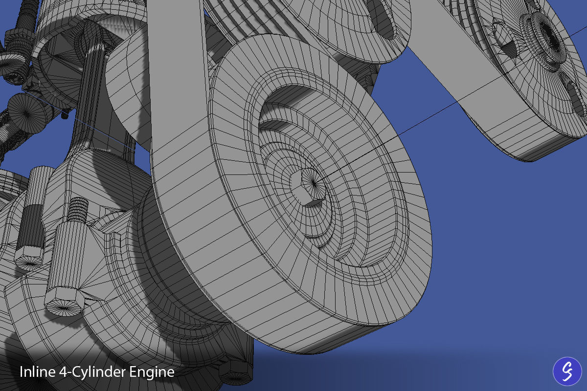 Engine Inline Four-Cylinder 3D model_40