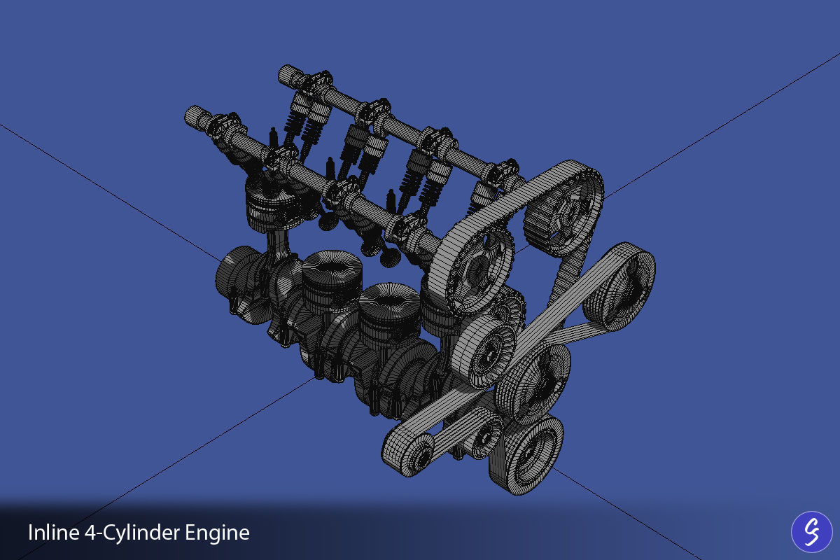 Engine Inline Four-Cylinder 3D model_37