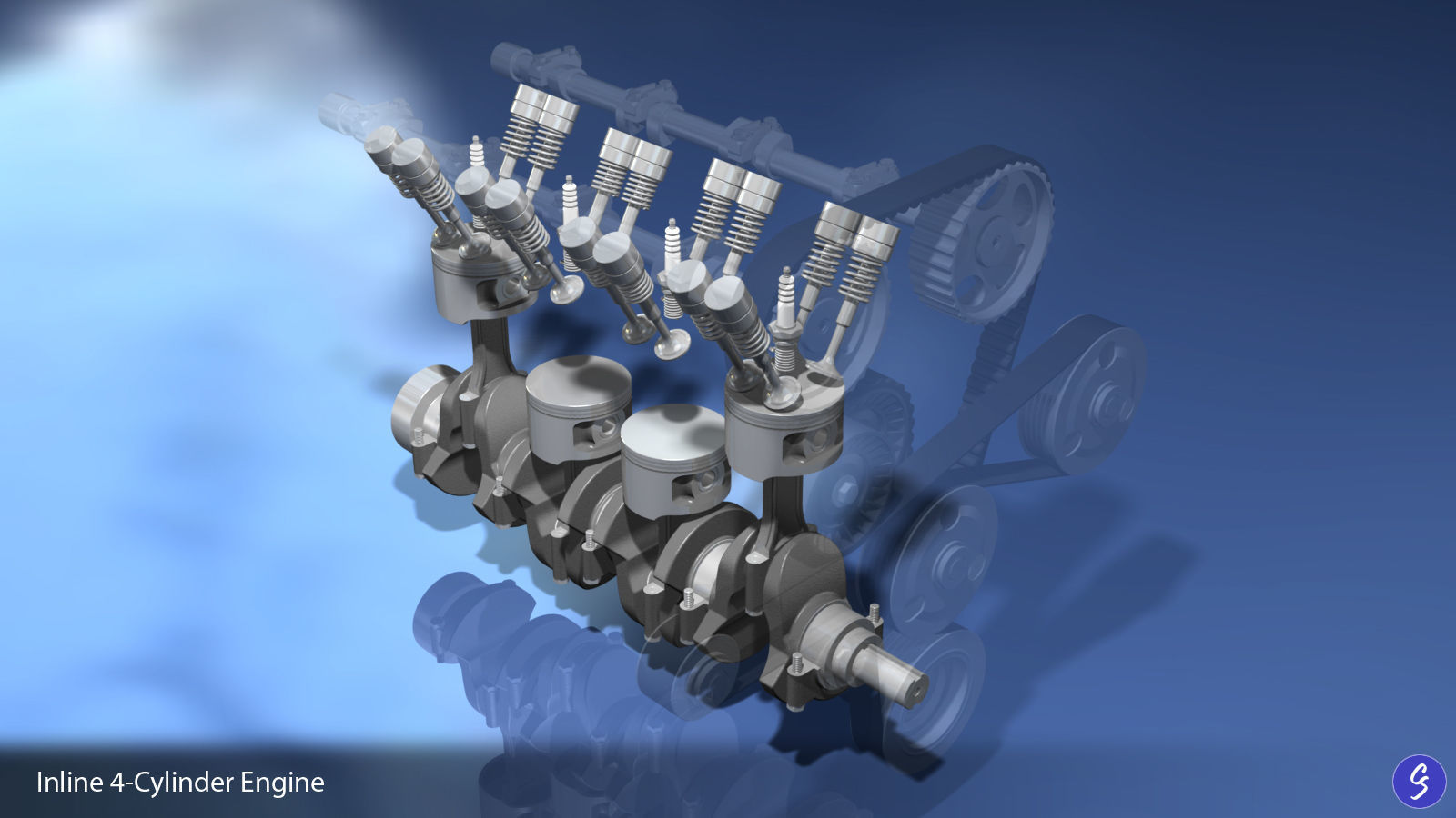 Engine Inline Four-Cylinder 3D model_4