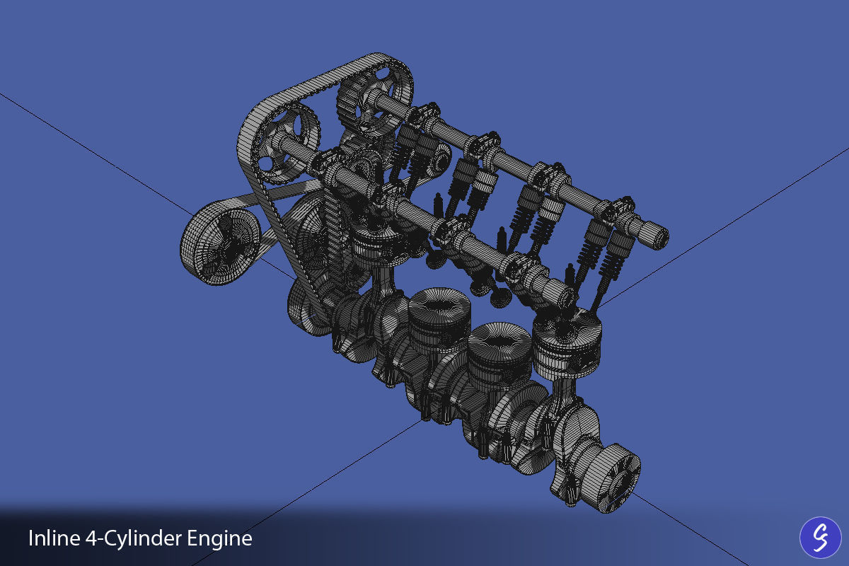 Engine Inline Four-Cylinder 3D model_38