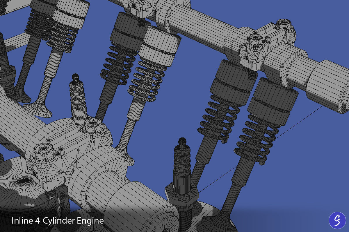 Engine Inline Four-Cylinder 3D model_41